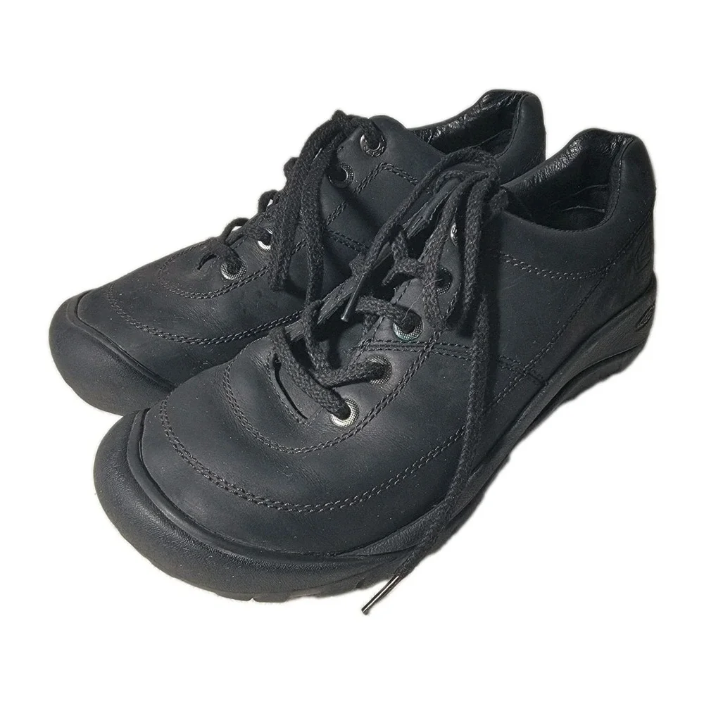 Keen Austin Shoes Men's US 9 Black Leather Oxford Hiking Hybrid Low Top Sneaker